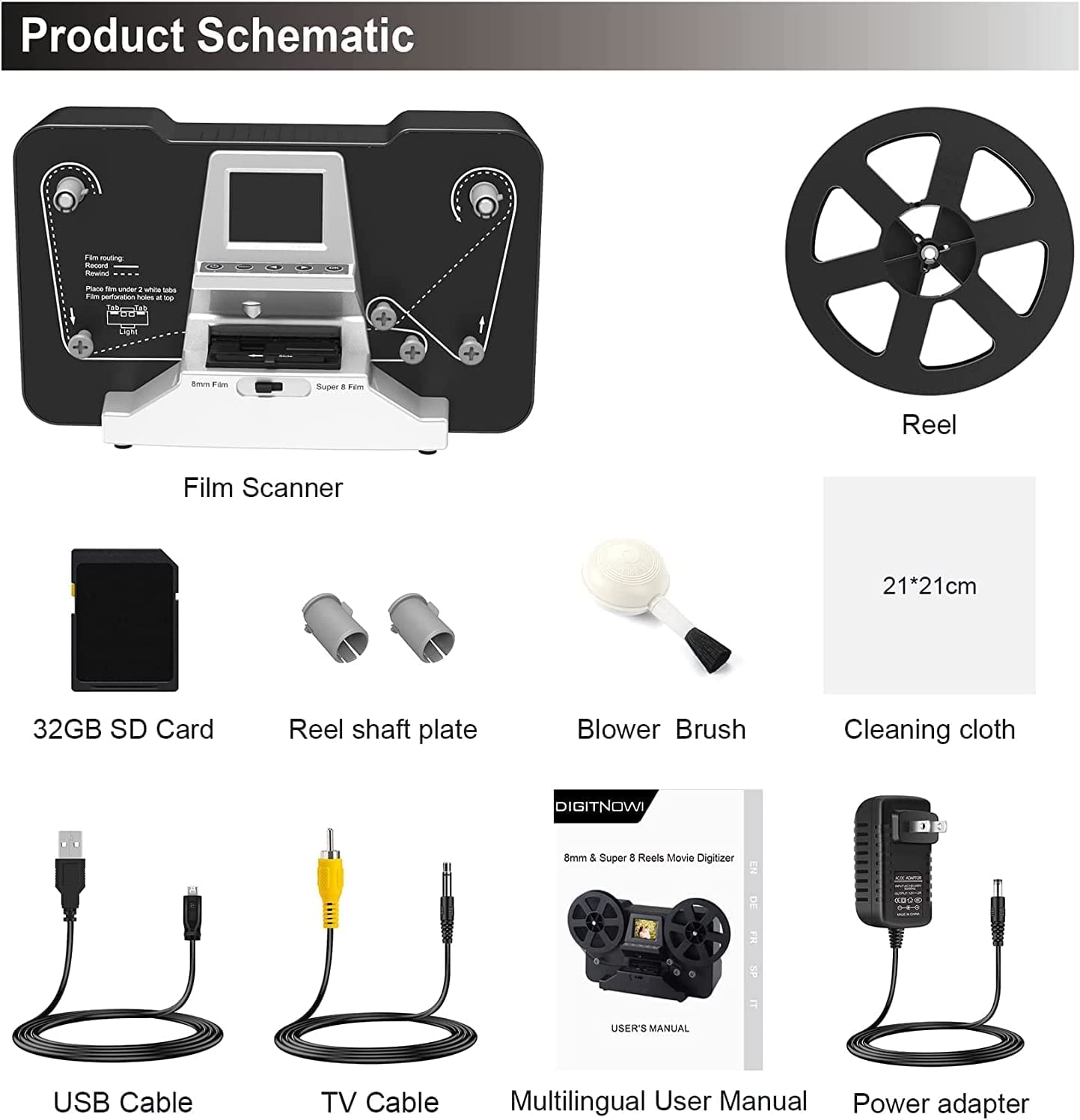 Amazon | Kedok 8mmとSuper 8mmフィルムデジタイザー、2.4インチ